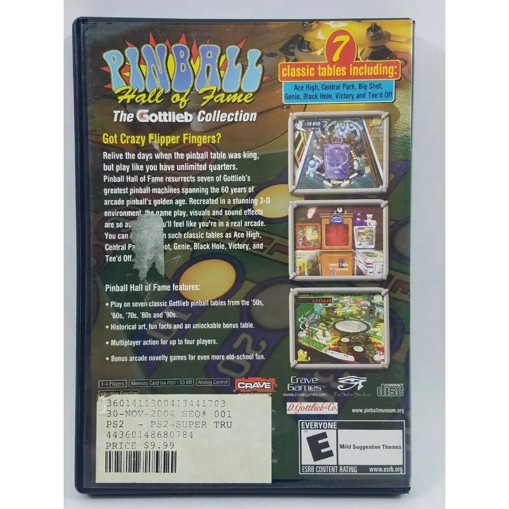 Pinball Hall of Fame The Gottlieb Collection PS2 Sony PlayStation 2 Complete